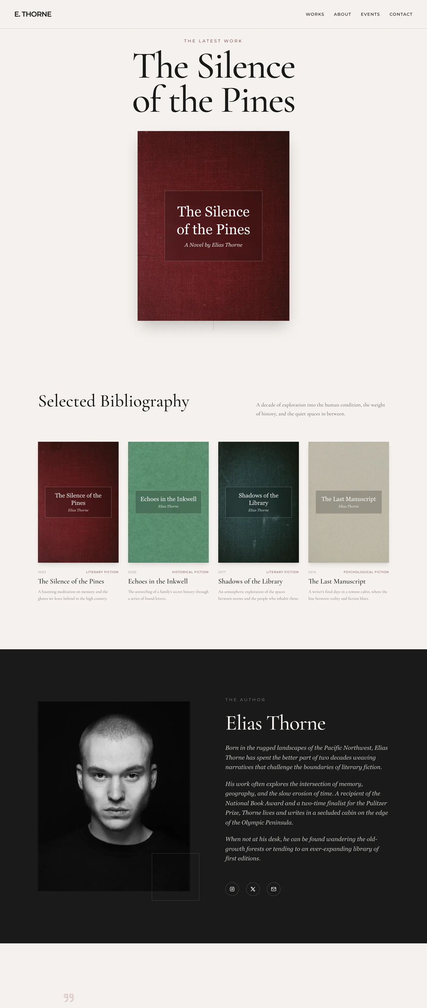 Literary novelist website demo