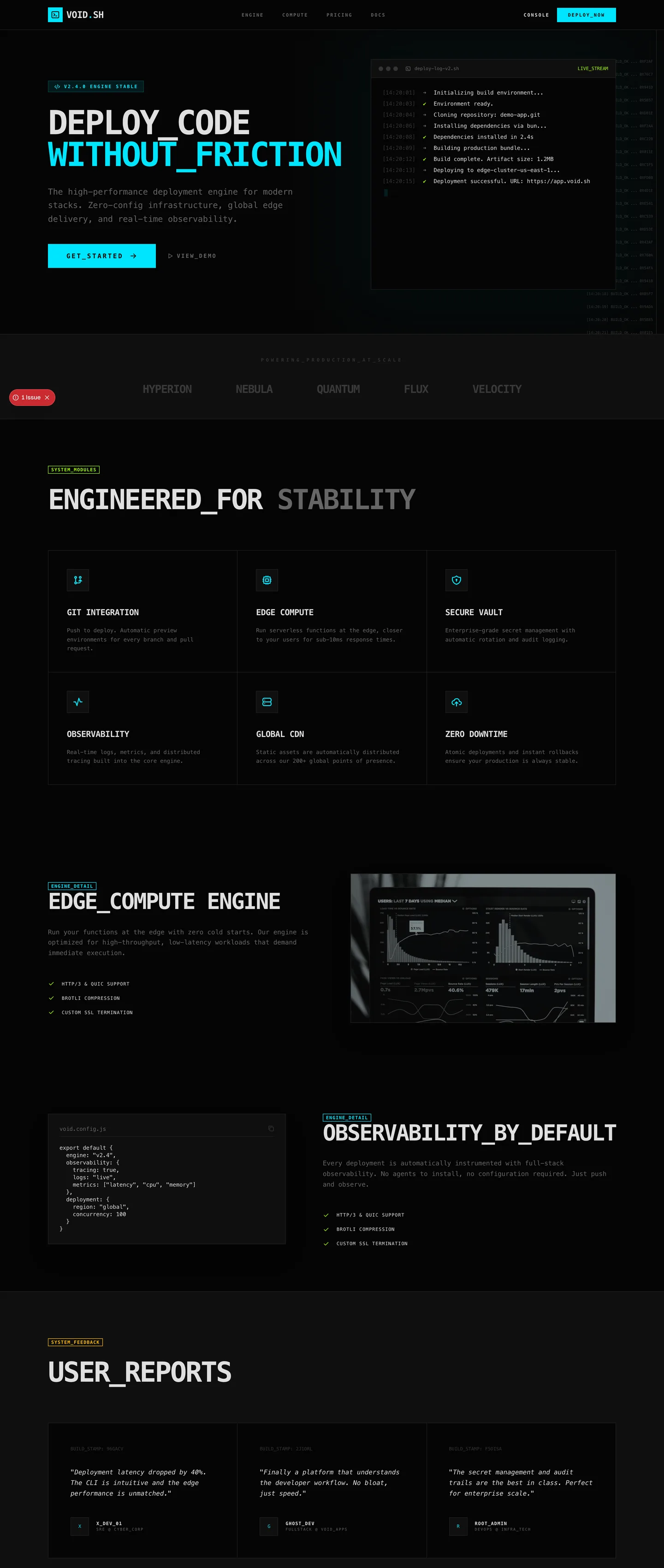 Developer tool website demo